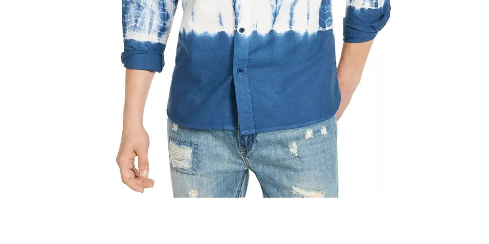 Sun + Stone Men's Horizon Tie Dye Shirt Navy Size Medium