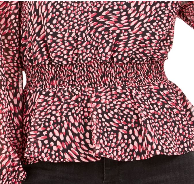 Bar III Women's Ditsy Print Low Back Ruffled Top Red Size XX-Large