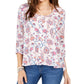 Style & Co Women's Printed Top White Size Medium