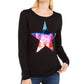 INC International Concepts Women's Sequin Star Sweater Black Size X-Small