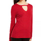 INC International Concepts Women's Embellished Keyhole Sweater Red Size X-Small
