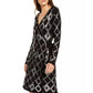 INC International Concepts Women's Sequin Wrap Sweater Dress Black Size X-Small