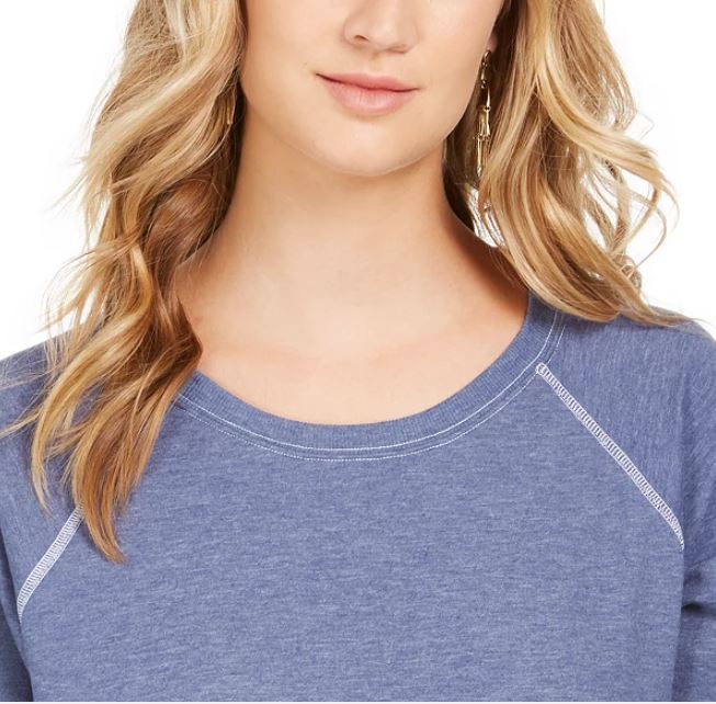 Style & Co Women's Contrast Stitched Sweatshirt Purple Size Large