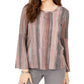 Style & Co Women's Striped Bell Sleeve Top Pink Size Medium