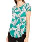 Alfani Women's Printed T Shirt Green Size XX-Large