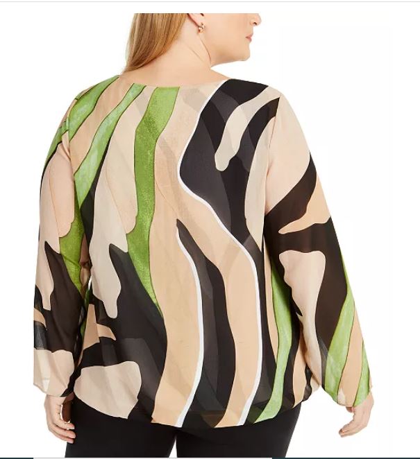 Alfani Women's Plus Bubble Hem Blouse Beige Size 1X