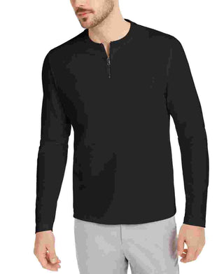 Alfani Men's Short Sleeve Classic Fit Quarter Zip Casual Shirt Black Size XX-Large