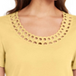Karen Scott Women's Cotton Scalloped Neck T-Shirt Yellow Size Small