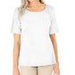 Karen Scott Women's Cotton Crochet Front Top White Size Small