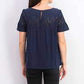 Style & Co Women's Cotton Eyelet Yoke Top Navy Size Large