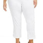 JM Collection Women's Tummy Control Hardware Trim Slim Ankle Pants White Size Petite Small