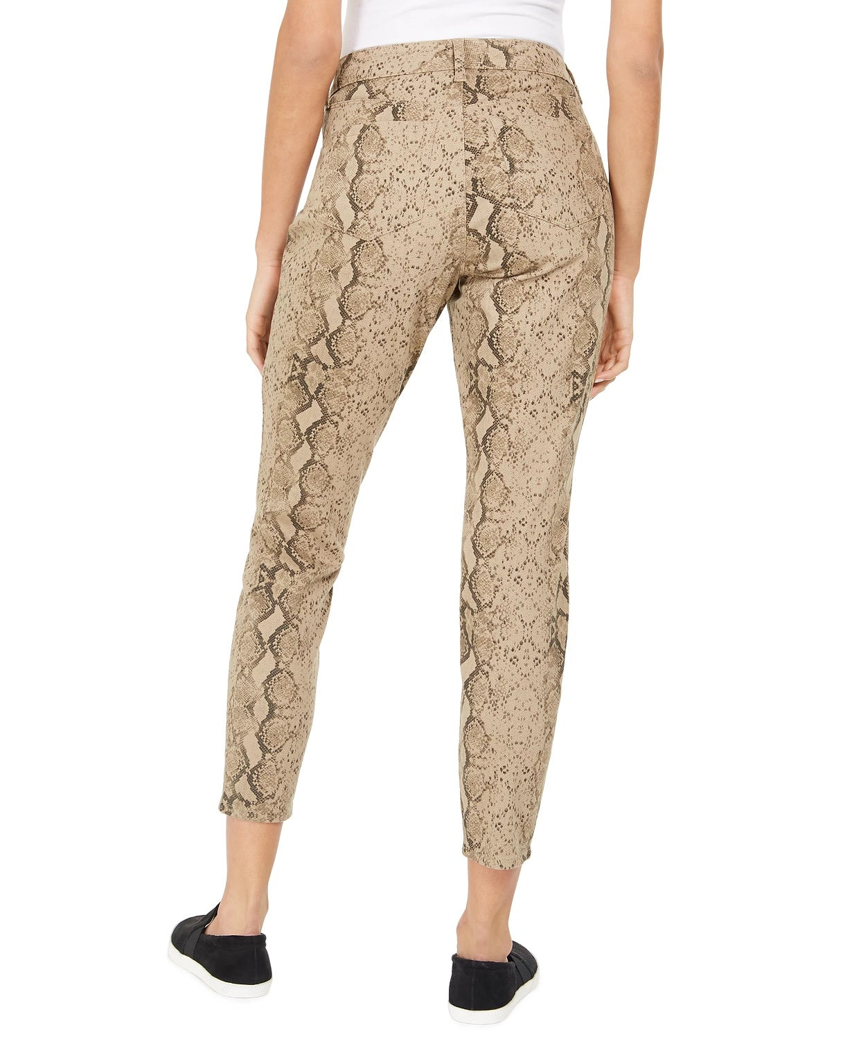 Style & Co Women's Curvy Tummy-Control Printed Skinny Jeans Brown Size 18