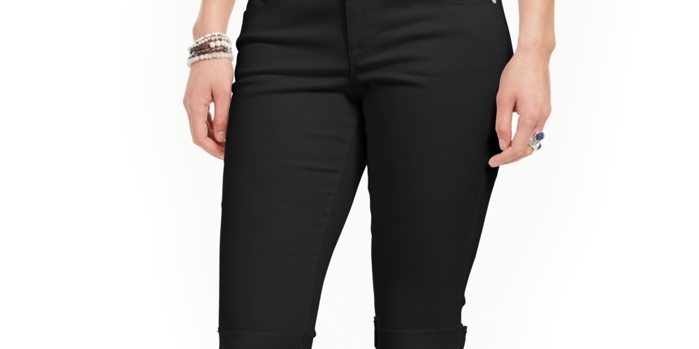 Style & Co Women's Cuffed Skimmer Denim Shorts Black Size 6