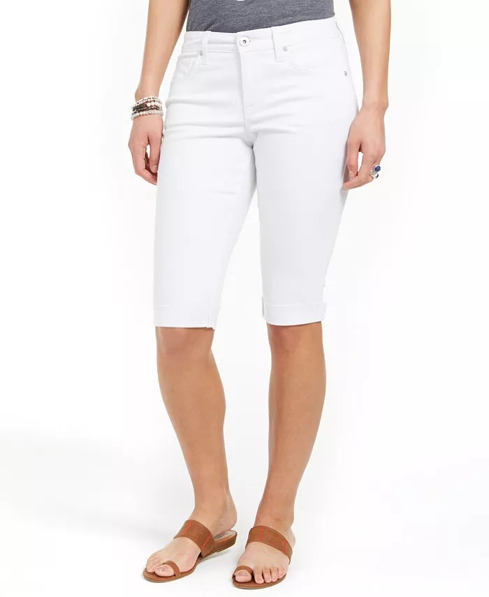 Style & Co Women's Cuffed Skimmer Denim Shorts White Size 6