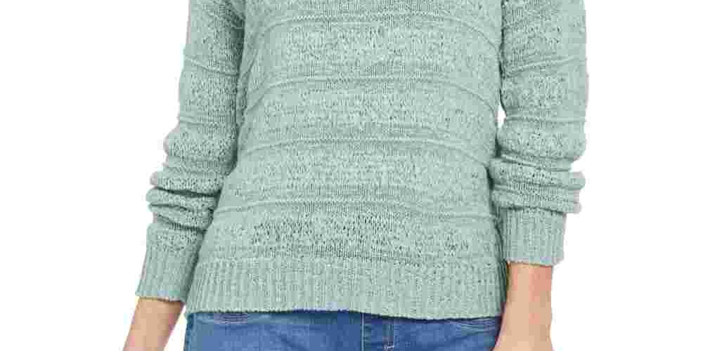 Style & Co Women's Tape Yarn Pullover Sweater Green Size Petite Medium