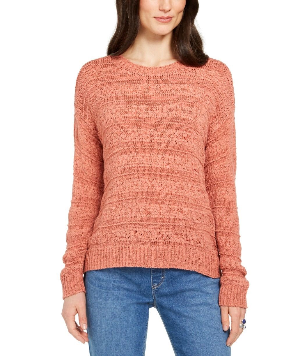 Style & Co Women's Petite Tape-Yarn Pullover Sweater Orange Size Petite Medium