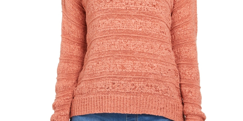 Style & Co Women's Petite Tape-Yarn Pullover Sweater Orange Size Petite Medium