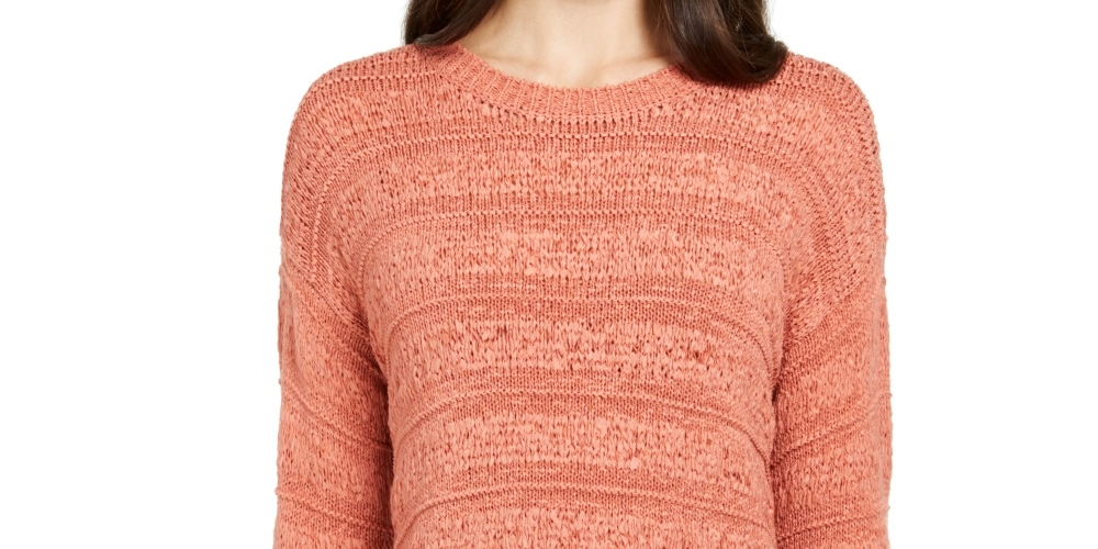 Style & Co Women's Petite Tape-Yarn Pullover Sweater Orange Size Petite Small