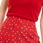 Maison Jules Women's Lace Contrast Collar Top Red Size X-Small