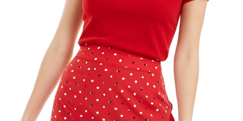 Maison Jules Women's Lace Contrast Collar Top Red Size X-Small
