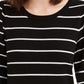Maison Jules Women's Striped Puff Sleeve Sweater Black Size Small