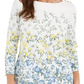 Charter Club Women's Floral Print Boat Neck Top White Size Medium