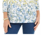 Charter Club Women's Floral Print Boat Neck Top White Size Medium