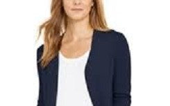 Charter Club Women's Open Front Curved Hem Completer Sweater Blue Size X-Large