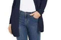 Charter Club Women's Open Front Curved Hem Completer Sweater Blue Size X-Large