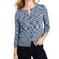 Charter Club Women's Space Dyed Button Cardigan Blue Size Medium