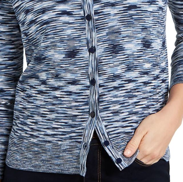 Charter Club Women's Space Dyed Button Cardigan Blue Size Medium