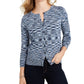 Charter Club Women's Space Dyed Button Cardigan  Blue Size X-Large