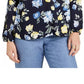 Charter Club Women's Floral-Print Georgette Blouse Yellow Size Extra Large