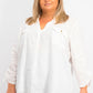 Charter Club Women's Woven Drawstring Tie-Cuff Top White Size X-Large