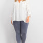 Charter Club Women's Woven Drawstring Tie-Cuff Top White Size X-Large