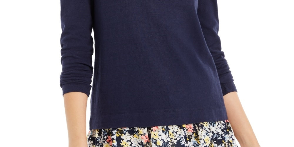 Charter Club Women's Layered Look Cotton Top Blue Size XX-Large