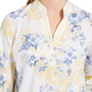 Charter Club Women's Printed Embroidered Voile Linen Blend Tunic Yellow Size Small