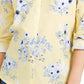 Charter Club Women's Floral Print Linen Blend Shirt Yellow Size Medium
