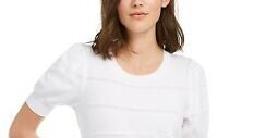 Maison Jules Women's Puff Sleeve Sweater White Size Large