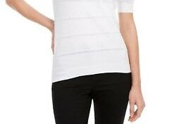 Maison Jules Women's Puff Sleeve Sweater White Size Large