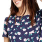 Maison Jules Women's Floral-Print Button-Back Woven Top Navy Size Small