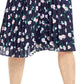Maison Jules Women's Navy Floral Midi Pleated Skirt  Navy Size Small