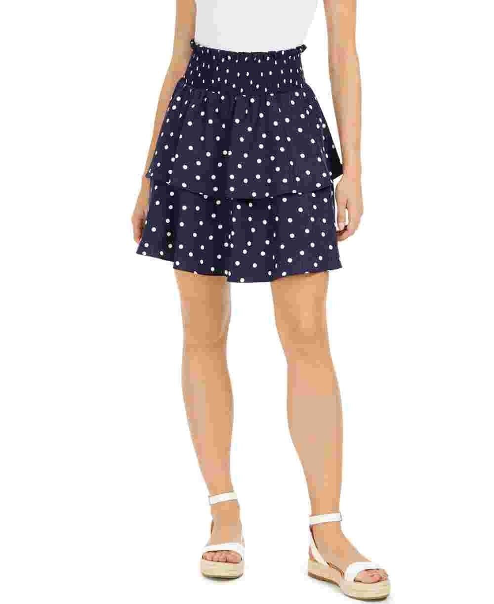 Maison Jules Women's Polka Dot Short Ruffled Skirt Navy Size X-Large