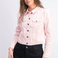 Maison Jules Women's Puff-Sleeve Denim Jacket Pink Size X-Large