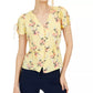 Maison Jules Women's Floral Print Split Sleeve Top Navy Size X-Large