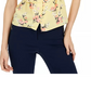 Maison Jules Women's Floral Print Split Sleeve Top Navy Size X-Large