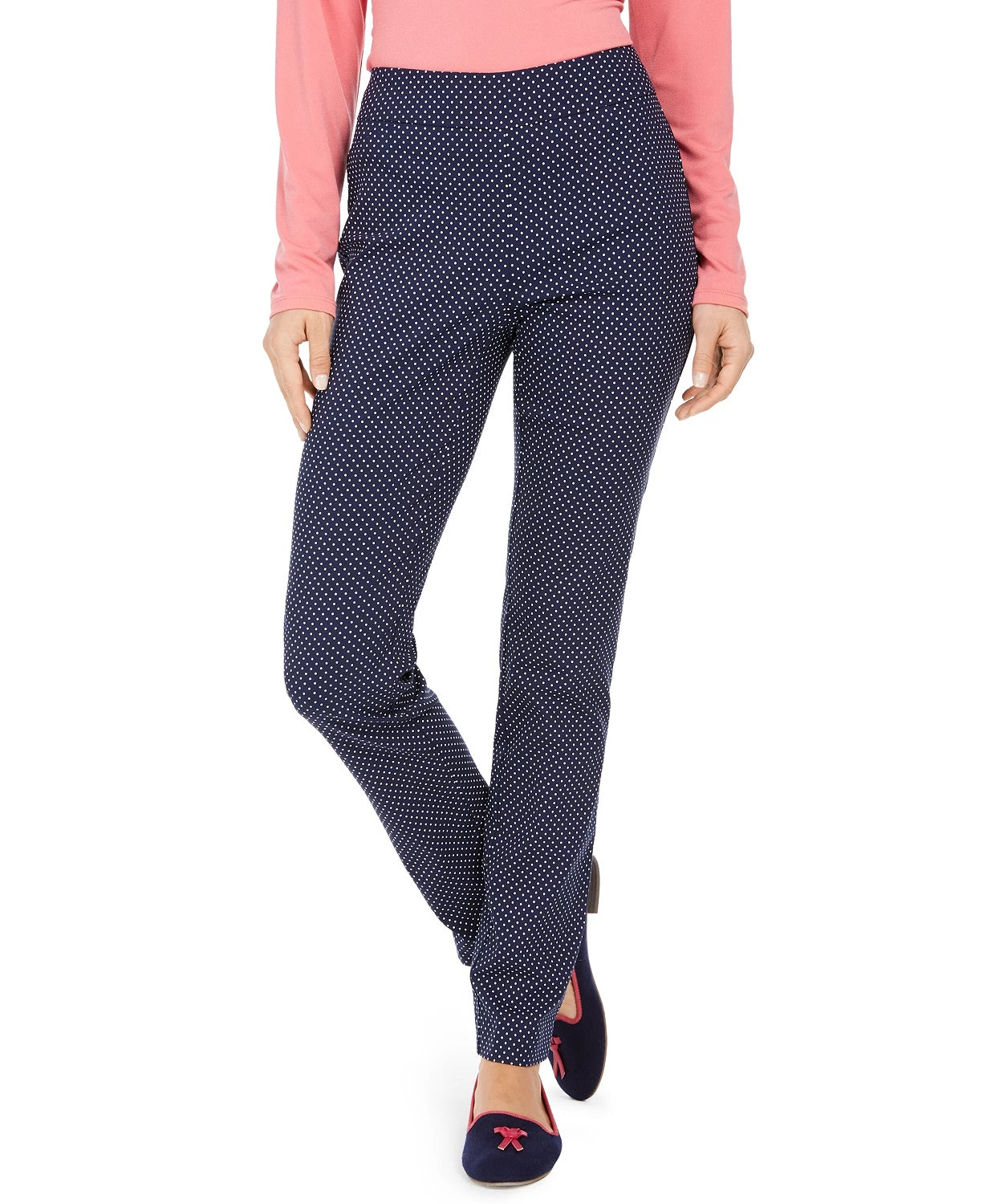 Charter Club Women's Dot-Print Pull-On Pants Blue Size 4