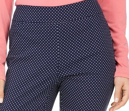 Charter Club Women's Dot-Print Pull-On Pants Blue Size 4