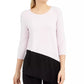 Alfani Women's Colorblocked Asymmetrical Top Purple Size Large