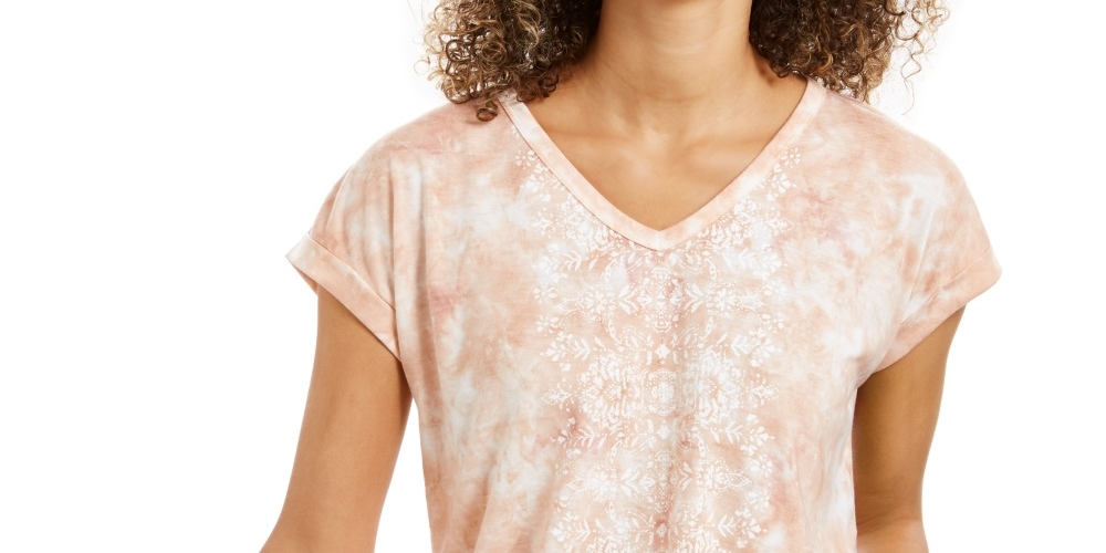 Style & Co Women's Medallion Graphic-Print T-Shirt Bright Pink Size X-Small